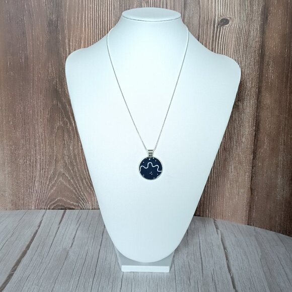 "Vlnka" UNESCO Heritage "Modrotlač" Blueprint Necklace - Artisan Crafted - Picture 1 of 6